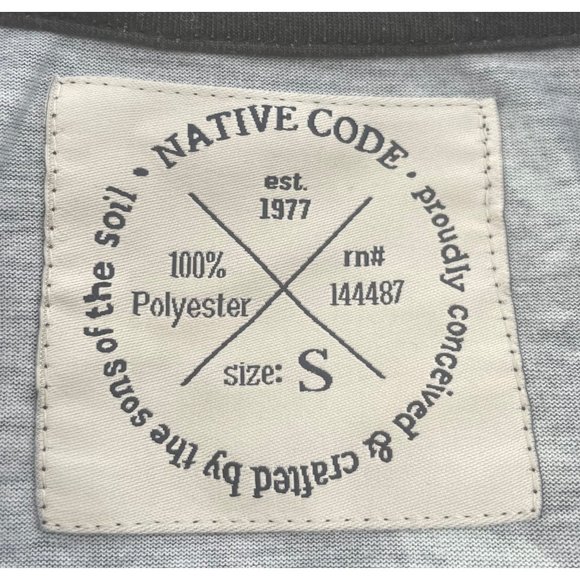 Native Code Men's Size Small Floral Grey & Multi-Colored Crew Neck T-Shirt - Picture 3 of 5